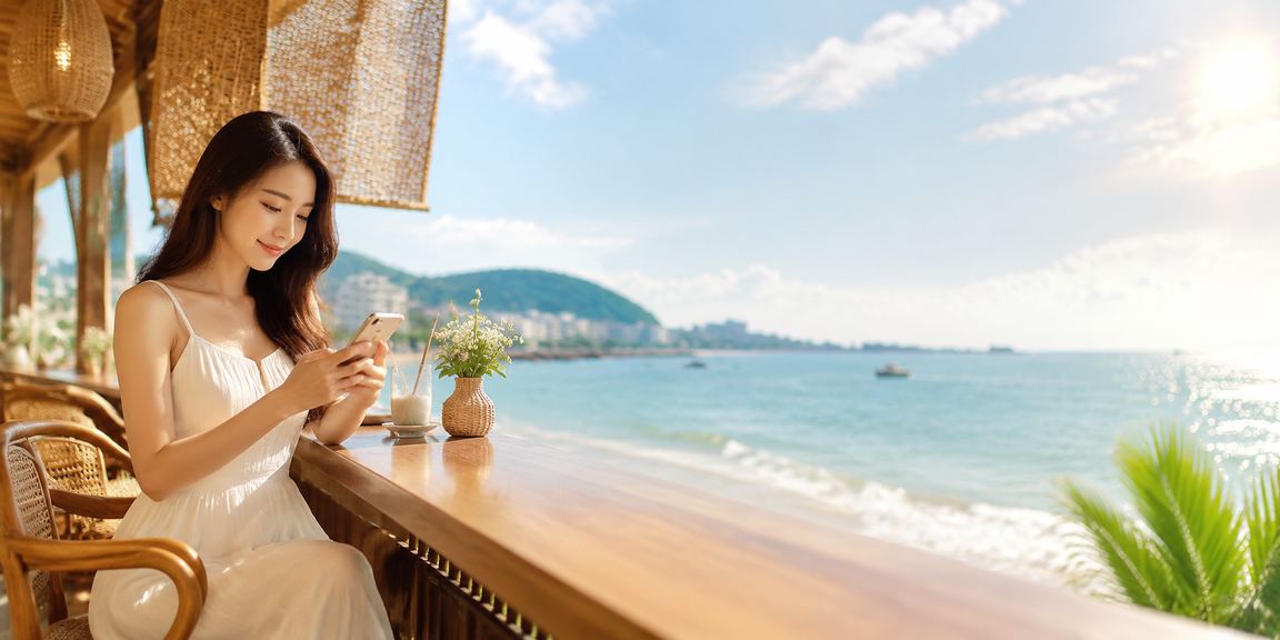 Người chơi trải nghiệm casino di động tại Vũng Tàu với nón lá